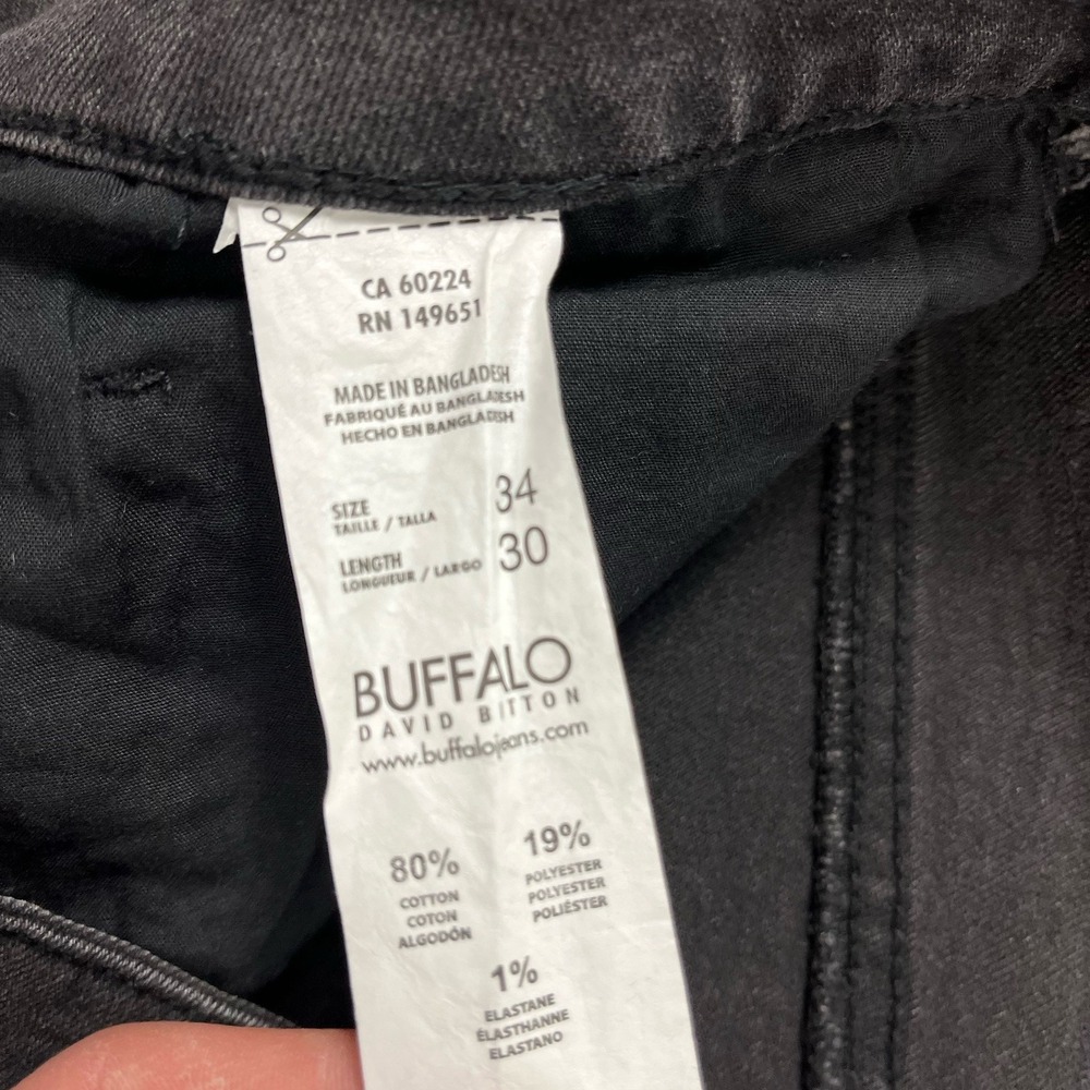 Buffalo David Bitton Jeans Mens 34x30 Black Denim Pants Relaxed Straight Driven - Picture 9 of 15